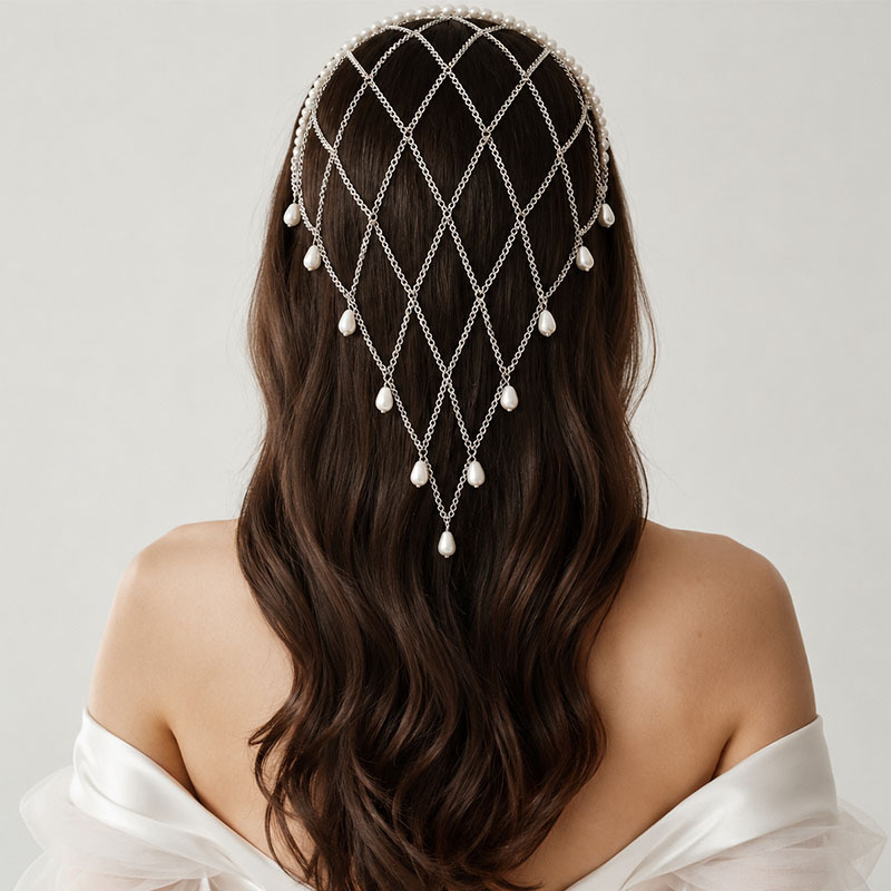 Beaded Trim Fringe - Siatka na głowę z ozdobą z