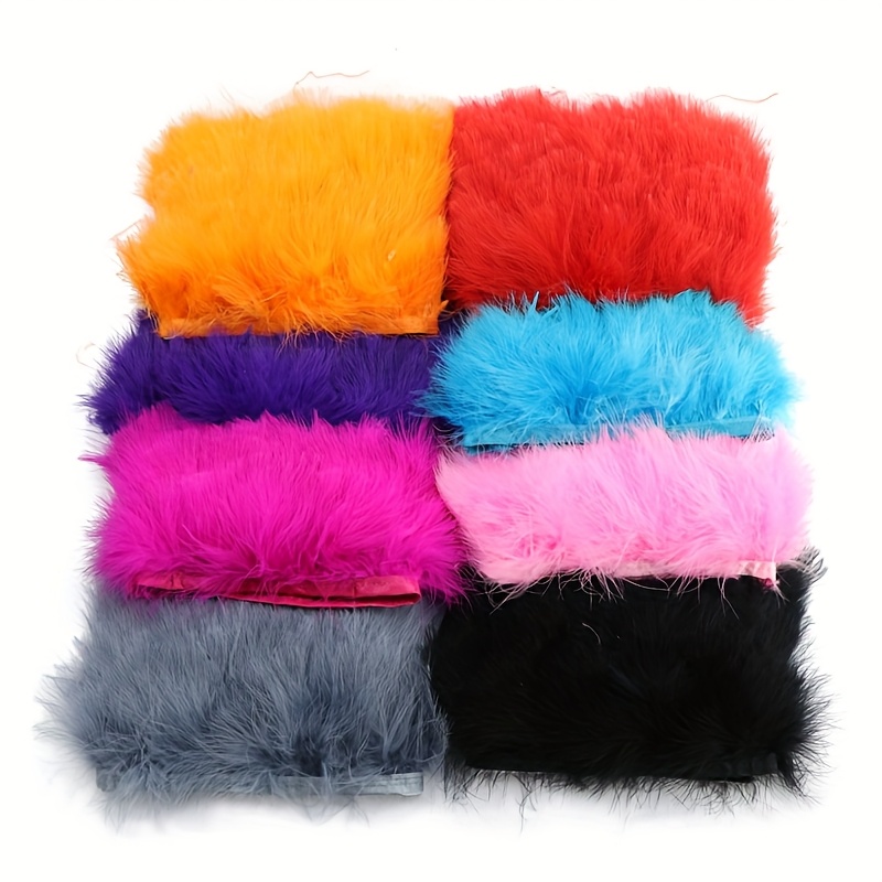 Fringe Ribbon Sewing - Puszyste pióra indycze, frędzle, wstążka, 8-10