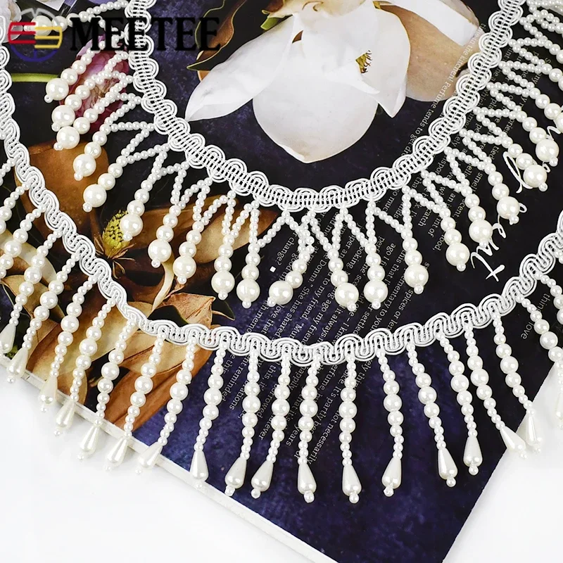 Fringe Ribbon Sewing - 1/2 Jardy Perłowa Koralikowa Frędzla z