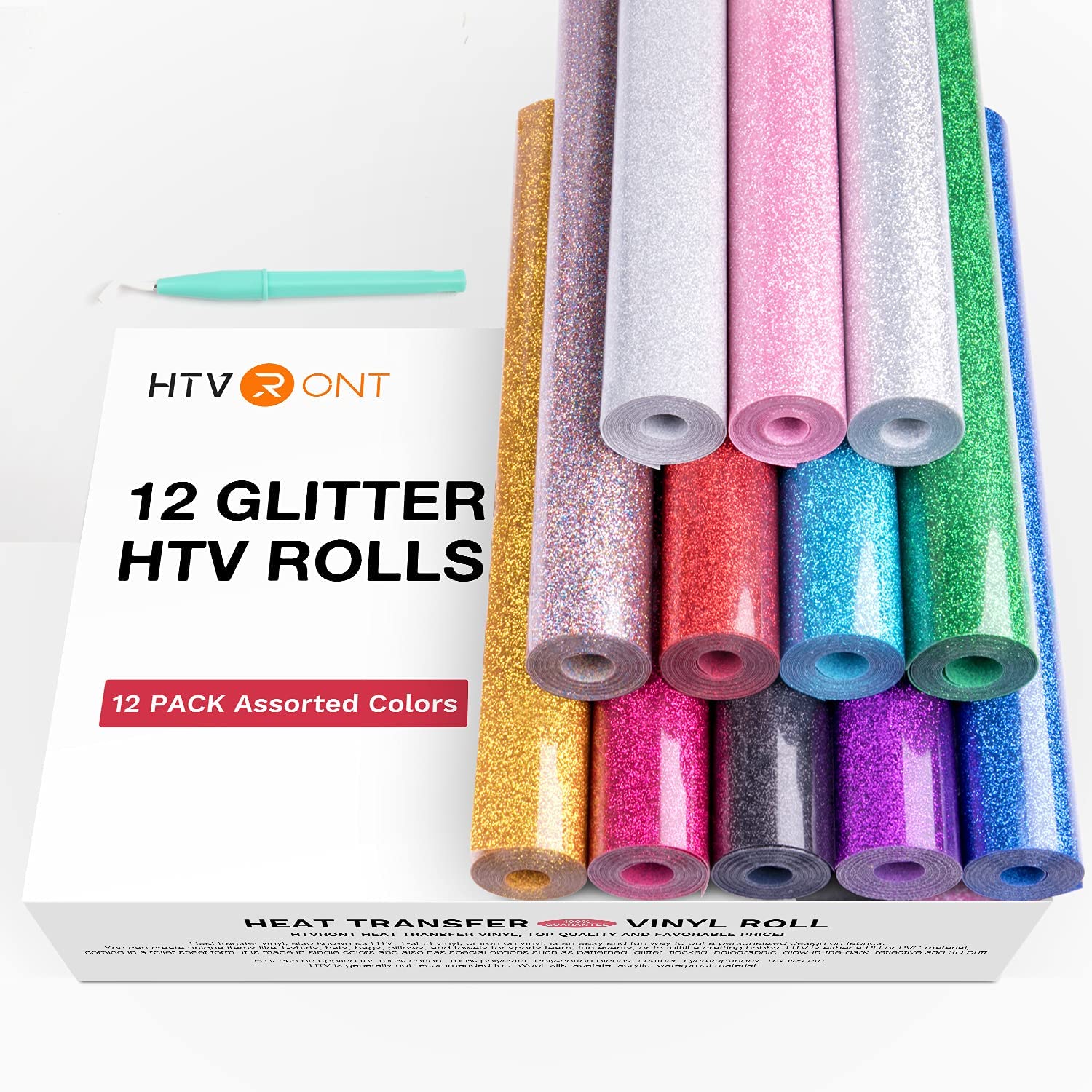 Glitter Vinyl Roll - HTVRONT 12 sztuk Brokatowy Vinyl Termotransferowy