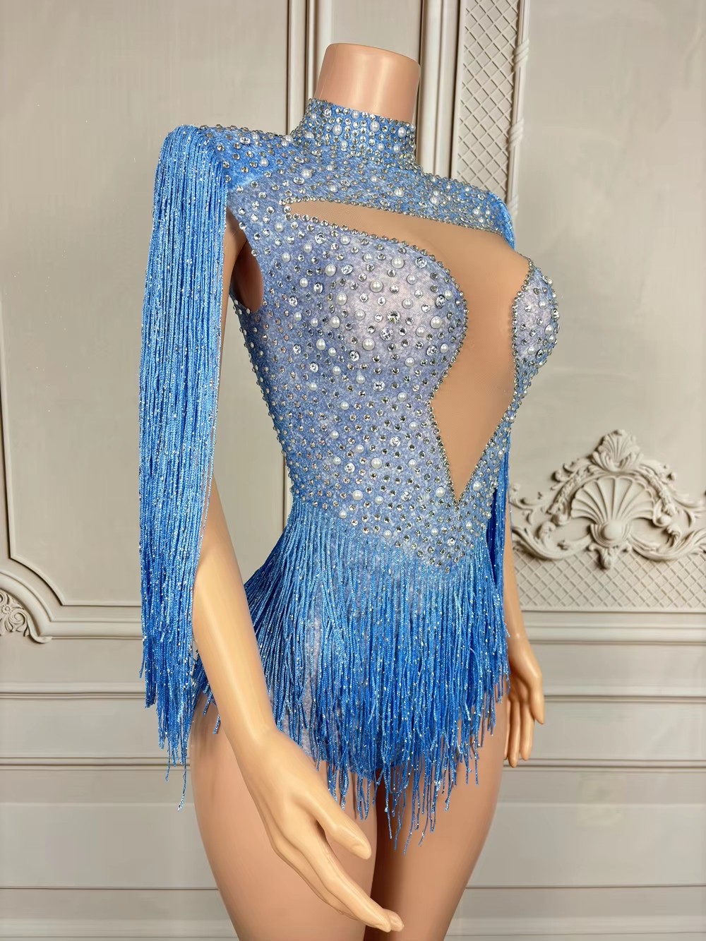 Niebieskie body z frędzlami z  – Rhinestone Banding Trim recenzja i cena